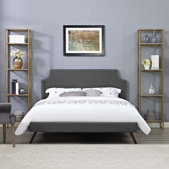 Corene Full Fabric Platform Bed with Round Splayed Legs