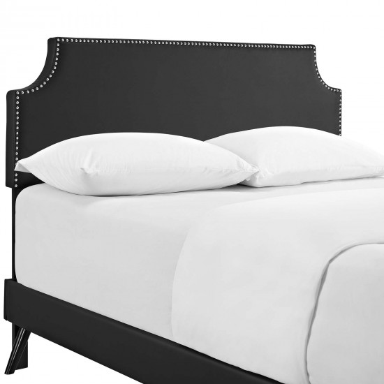 Corene Queen Vinyl Platform Bed with Round Splayed Legs