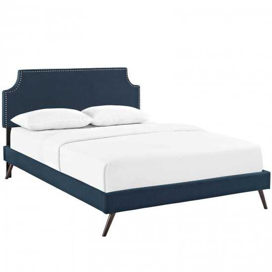 Corene Queen Fabric Platform Bed with Round Splayed Legs