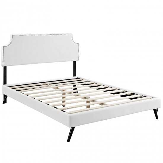 Corene King Vinyl Platform Bed with Round Splayed Legs