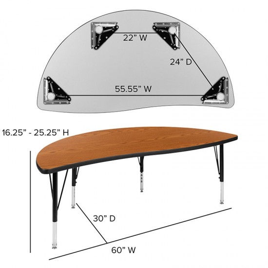 86" Oval Wave Collaborative Laminate Activity Table Set with 14" Student Stack Chairs, Oak/Black