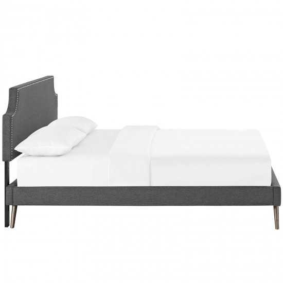 Corene King Fabric Platform Bed with Round Splayed Legs