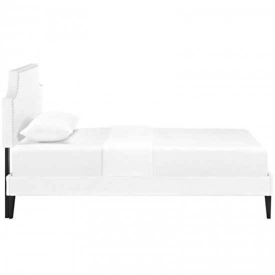 Corene Twin Vinyl Platform Bed with Squared Tapered Legs