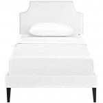 Corene Twin Vinyl Platform Bed with Squared Tapered Legs