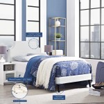 Corene Twin Vinyl Platform Bed with Squared Tapered Legs