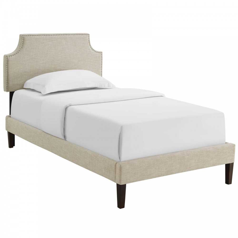 Corene Twin Fabric Platform Bed with Squared Tapered Legs