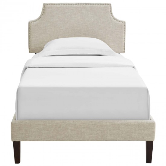 Corene Twin Fabric Platform Bed with Squared Tapered Legs