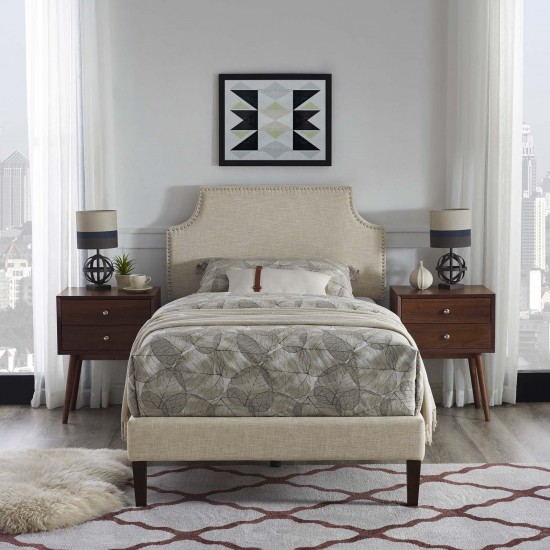 Corene Twin Fabric Platform Bed with Squared Tapered Legs