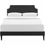 Corene Full Vinyl Platform Bed with Squared Tapered Legs