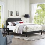 Corene Full Vinyl Platform Bed with Squared Tapered Legs