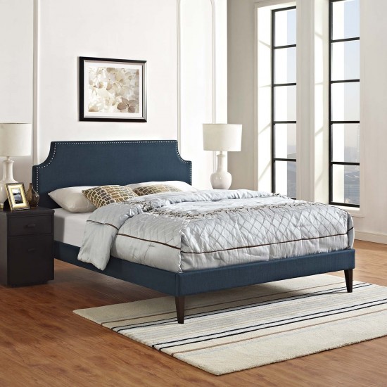 Corene Full Fabric Platform Bed with Squared Tapered Legs