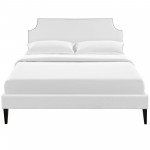 Corene Queen Vinyl Platform Bed with Squared Tapered Legs