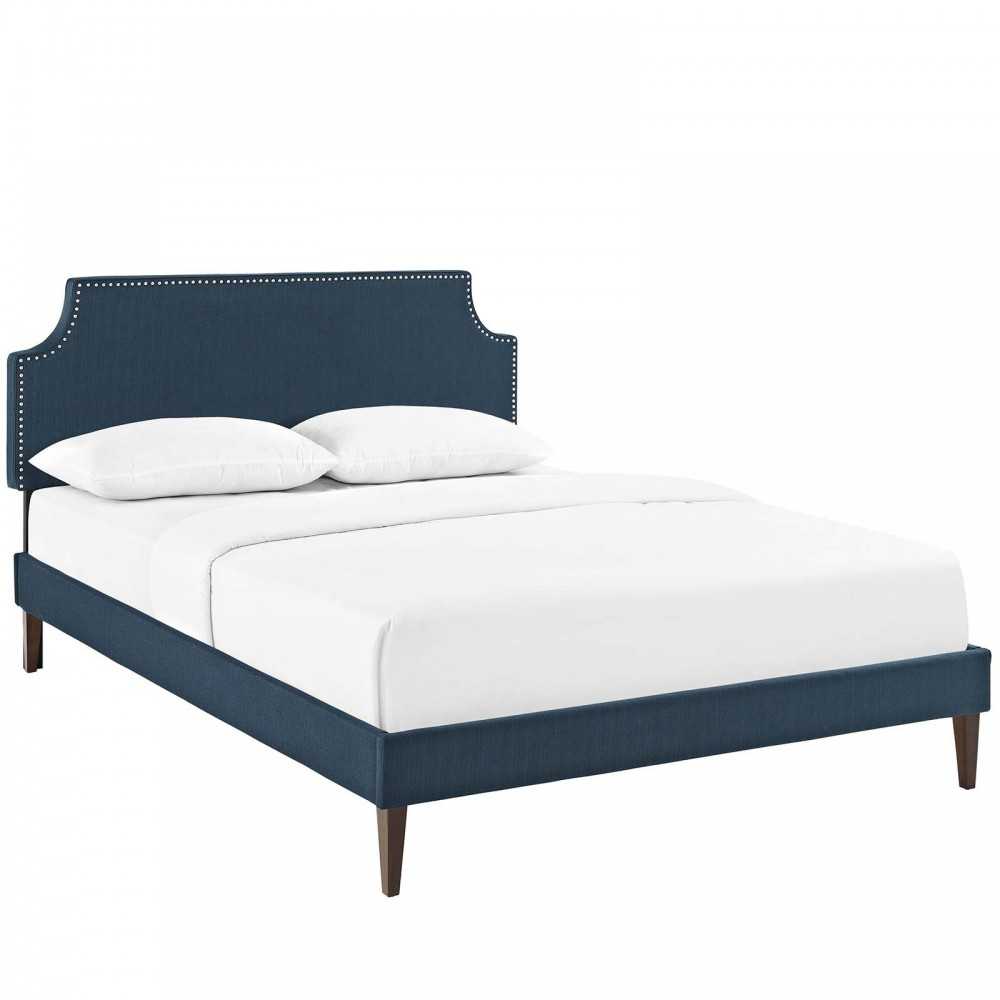 Corene Queen Fabric Platform Bed with Squared Tapered Legs Corene Queen Fabric Platform Bed with Squared Tapered Legs