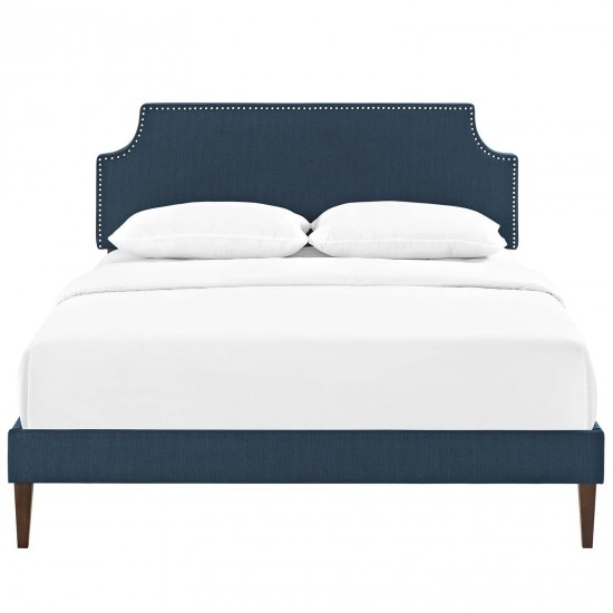 Corene Queen Fabric Platform Bed with Squared Tapered Legs