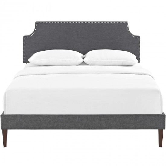 Corene Queen Fabric Platform Bed with Squared Tapered Legs