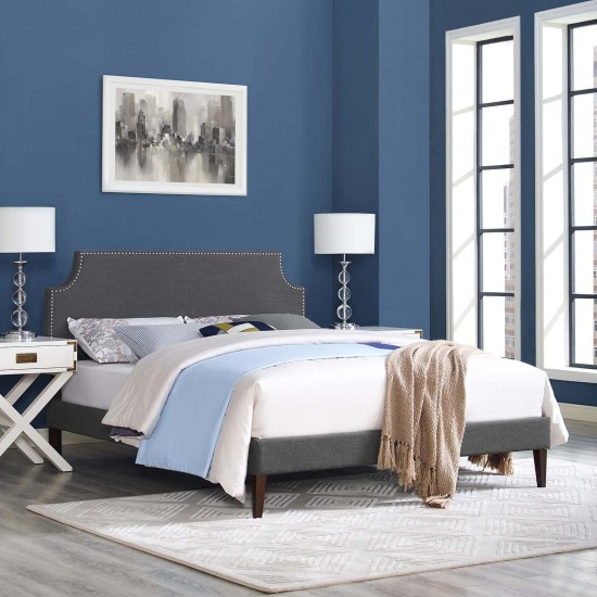 Corene Queen Fabric Platform Bed with Squared Tapered Legs