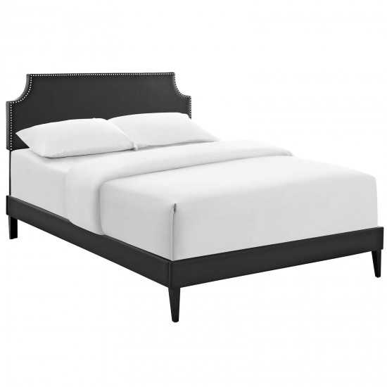 Corene King Vinyl Platform Bed with Squared Tapered Legs