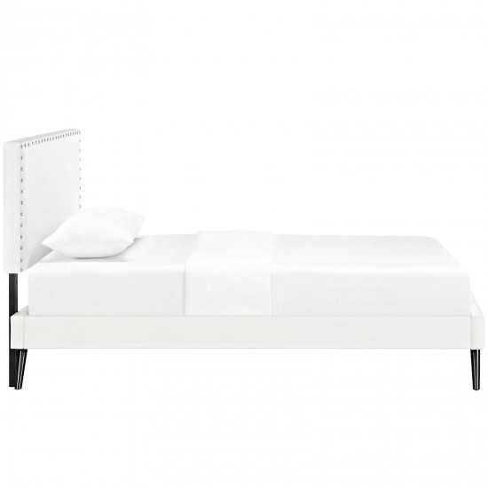 Macie Twin Vinyl Platform Bed with Round Splayed Legs