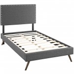 Macie Twin Fabric Platform Bed with Round Splayed Legs