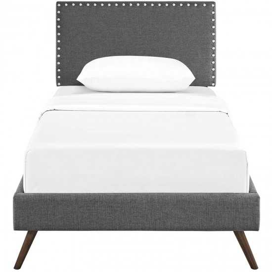 Macie Twin Fabric Platform Bed with Round Splayed Legs