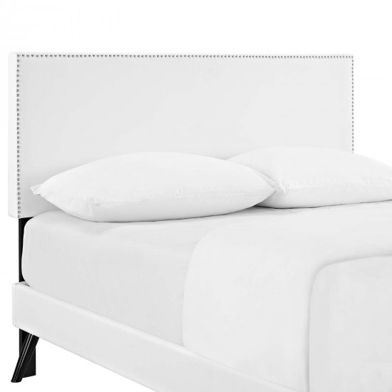 Macie Full Vinyl Platform Bed with Round Splayed Legs