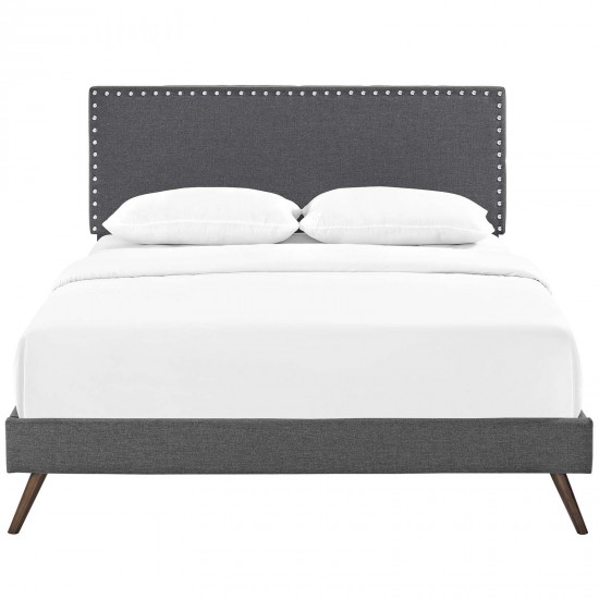 Macie Full Fabric Platform Bed with Round Splayed Legs