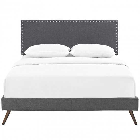 Macie Queen Fabric Platform Bed with Round Splayed Legs