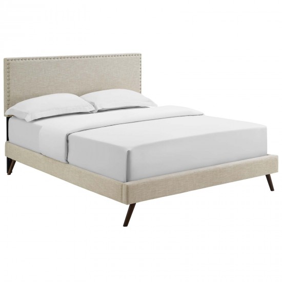 Macie King Fabric Platform Bed with Round Splayed Legs