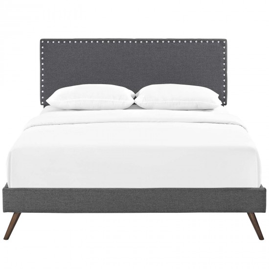 Macie King Fabric Platform Bed with Round Splayed Legs