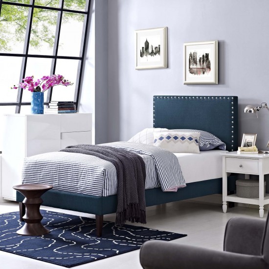 Macie Twin Fabric Platform Bed with Squared Tapered Legs