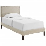 Macie Twin Fabric Platform Bed with Squared Tapered Legs