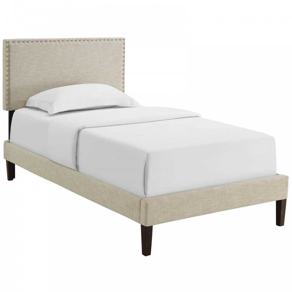 Macie Twin Fabric Platform Bed with Squared Tapered Legs Macie Twin Fabric Platform Bed with Squared Tapered Legs