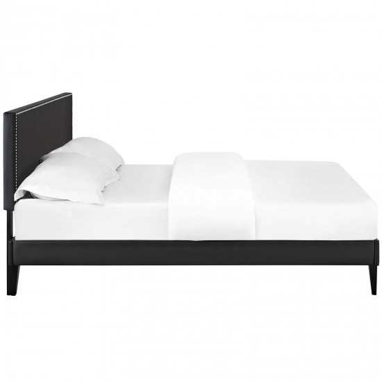 Macie Queen Vinyl Platform Bed with Squared Tapered Legs