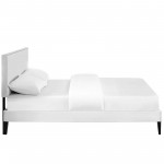 Macie Queen Vinyl Platform Bed with Squared Tapered Legs