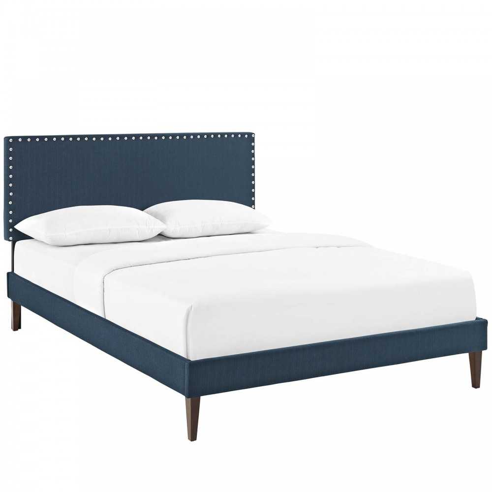 Macie Queen Fabric Platform Bed with Squared Tapered Legs