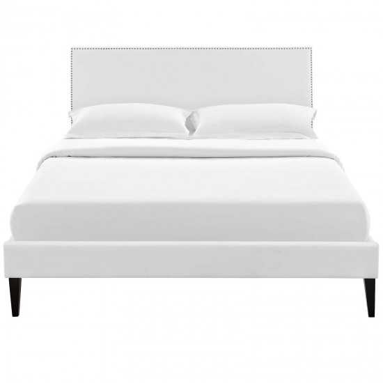 Macie King Vinyl Platform Bed with Squared Tapered Legs