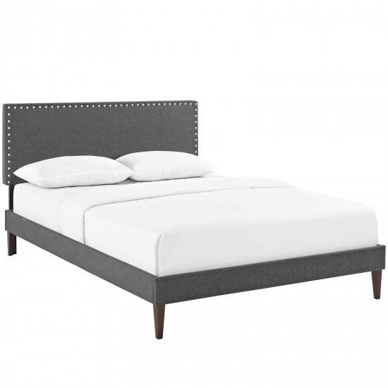 Macie King Fabric Platform Bed with Squared Tapered Legs