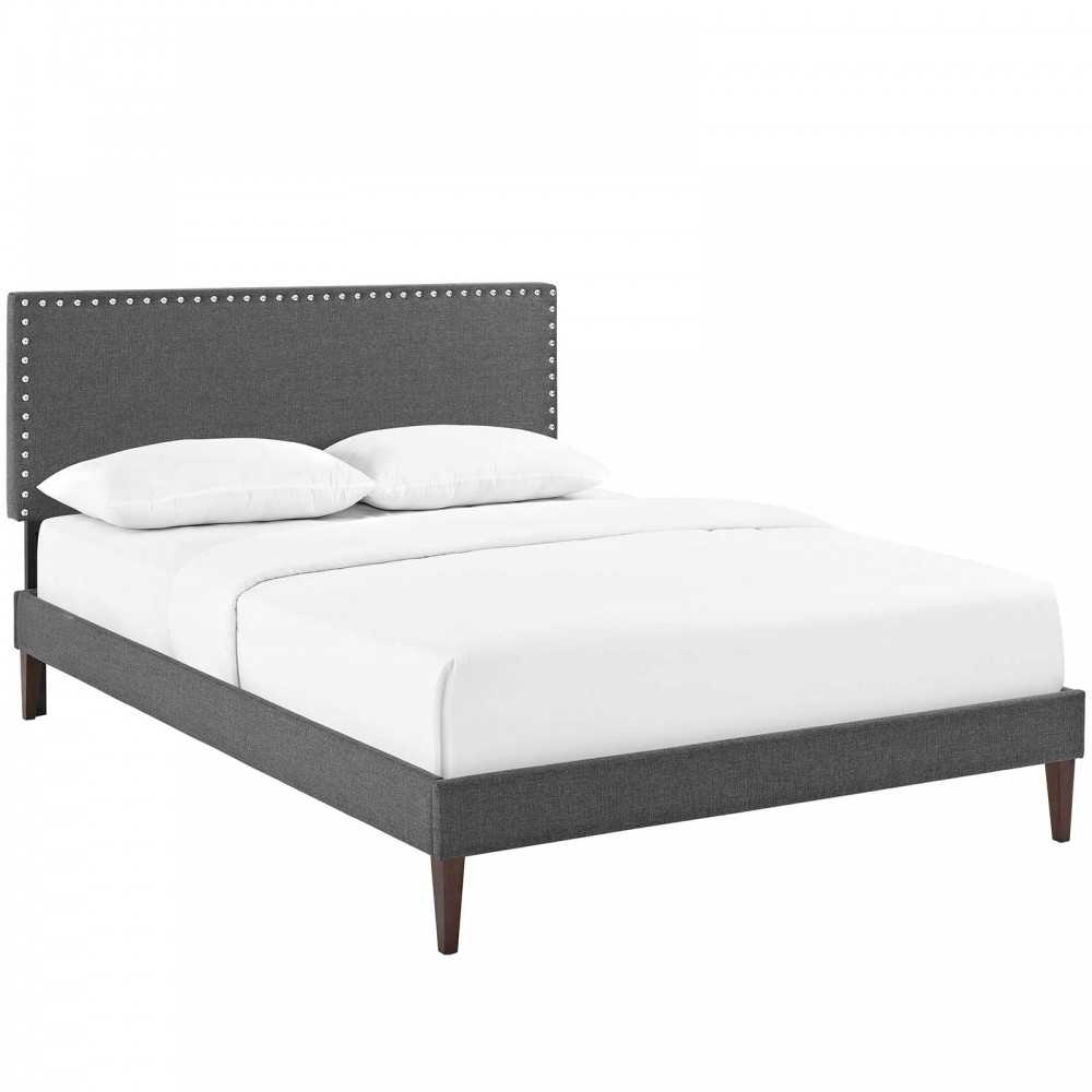 Macie King Fabric Platform Bed with Squared Tapered Legs Macie King Fabric Platform Bed with Squared Tapered Legs