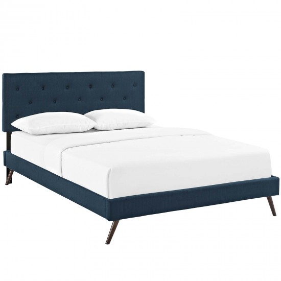 Tarah Queen Fabric Platform Bed with Round Splayed Legs