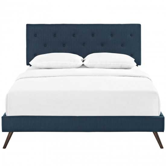 Tarah Queen Fabric Platform Bed with Round Splayed Legs