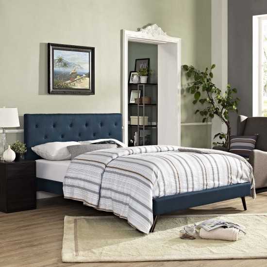 Tarah Queen Fabric Platform Bed with Round Splayed Legs