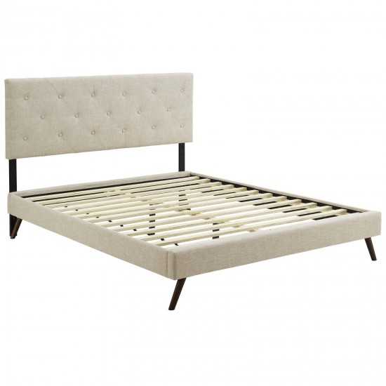 Tarah Queen Fabric Platform Bed with Round Splayed Legs