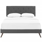 Tarah Queen Fabric Platform Bed with Round Splayed Legs