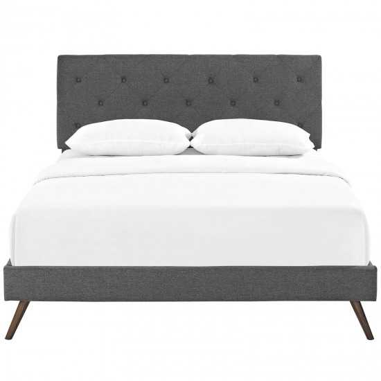 Tarah Queen Fabric Platform Bed with Round Splayed Legs