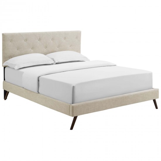 Tarah King Fabric Platform Bed with Round Splayed Legs