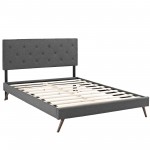 Tarah King Fabric Platform Bed with Round Splayed Legs