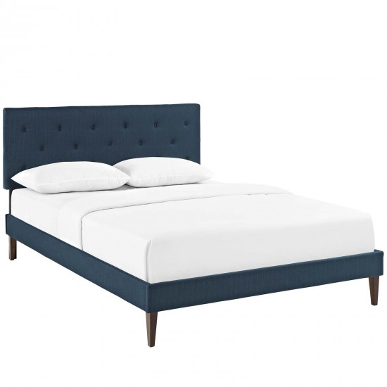 Tarah Queen Fabric Platform Bed with Squared Tapered Legs