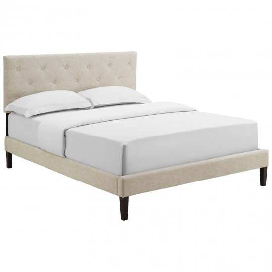 Tarah King Fabric Platform Bed with Squared Tapered Legs