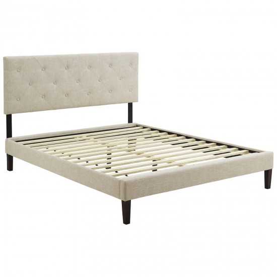 Tarah King Fabric Platform Bed with Squared Tapered Legs