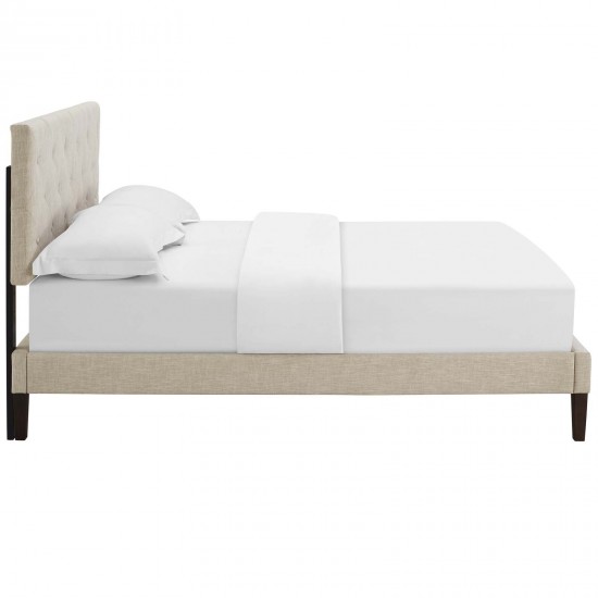 Tarah King Fabric Platform Bed with Squared Tapered Legs